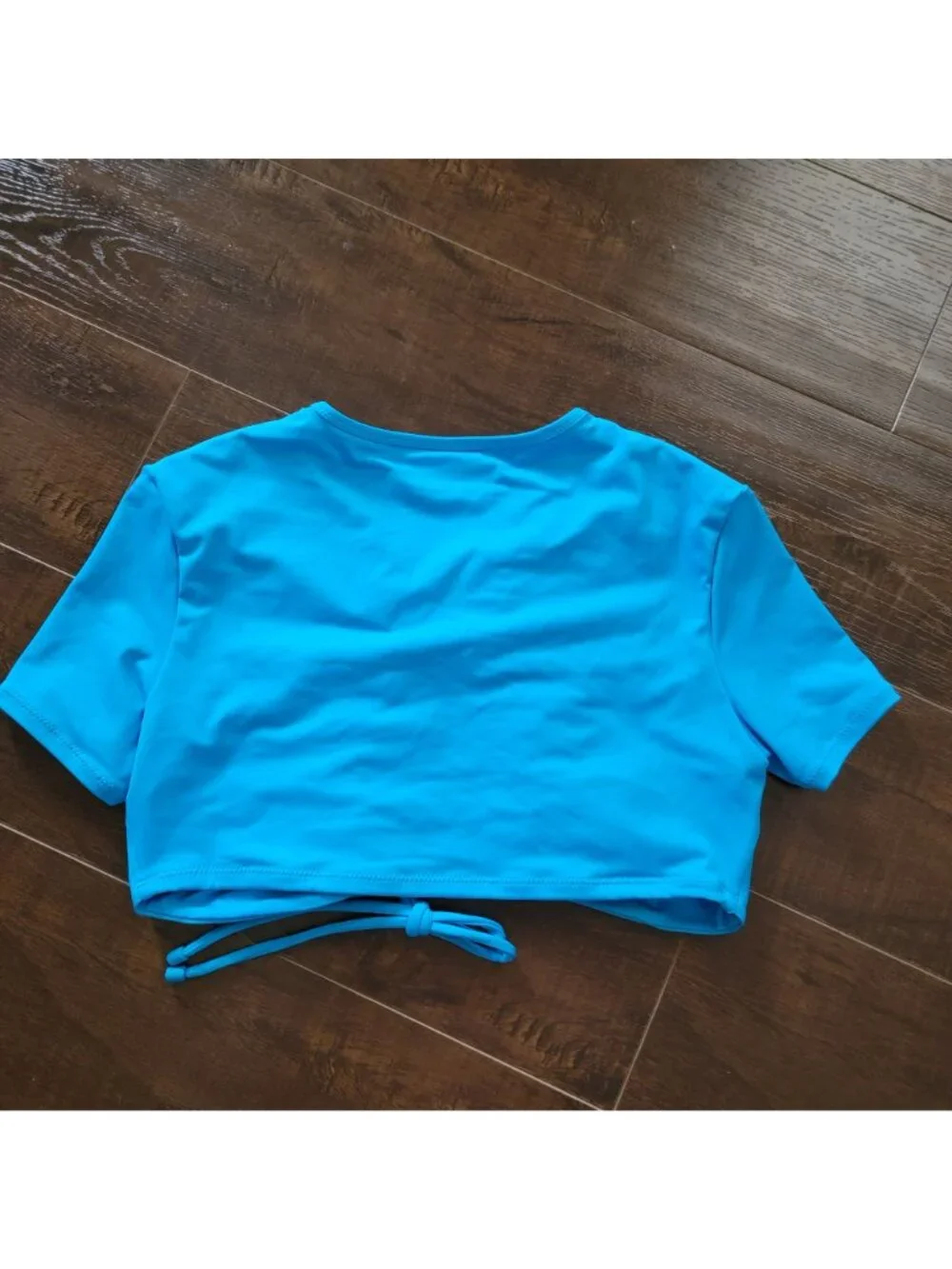 NEW Skims Women's Swim Ruched T-Shirt Bikini Top in Turquoise Size Small
